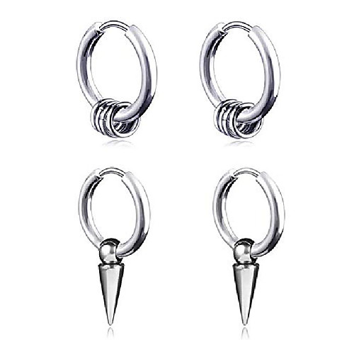 

mens hoop earrings with cross feather cone ball chain dangle black silver 316l stainless steel punk hip hop rock gothic style kpop earrings for men women teen boys girls (steel-1)