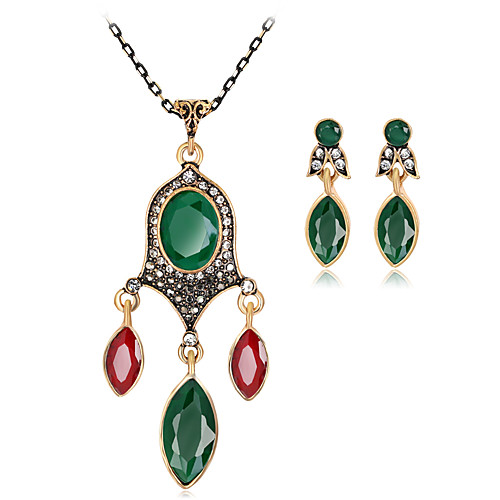 

Women's Jewelry Set Geometrical Precious Vintage Boho Resin Gold Plated Earrings Jewelry Blue / Red / Green For Christmas Wedding Halloween Party Evening Gift 1 set