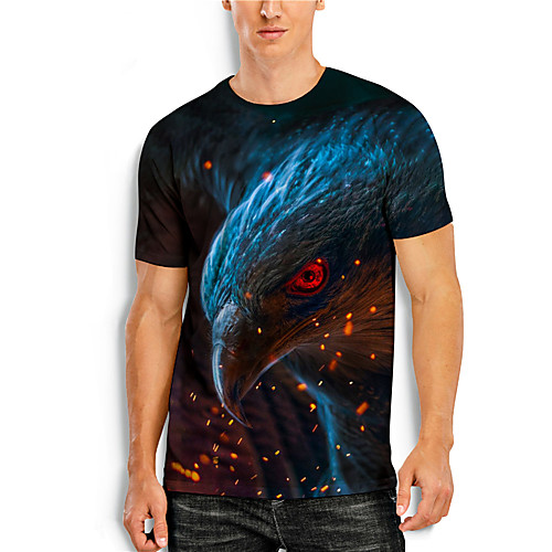 

Men's T shirt 3D Print Graphic Animal Print Short Sleeve Daily Tops Basic Casual Black
