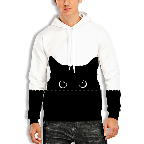 

Men's Pullover Hoodie Sweatshirt Graphic 3D Animal Print Hooded Daily 3D Print Basic Casual Hoodies Sweatshirts Long Sleeve White