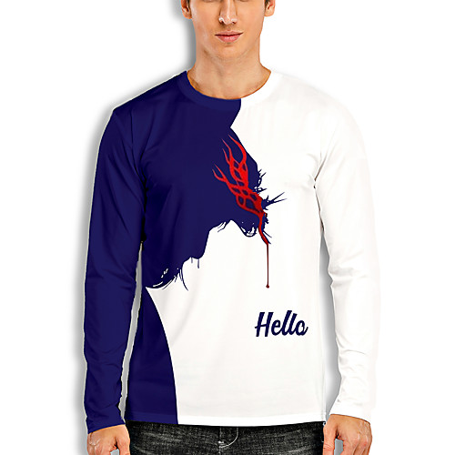 

Men's T shirt 3D Print Graphic 3D Print Long Sleeve Casual Tops Cartoon Classic White