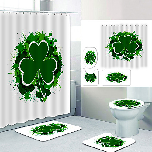 

Bathroom Shower Curtain & Mat Set Modern Polyester New Design