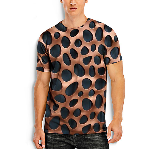 

Men's T shirt 3D Print Graphic 3D Print Short Sleeve Casual Tops Simple Classic Brown