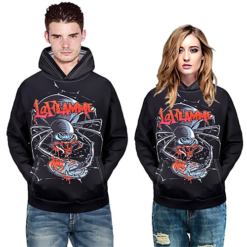 

Men's Pullover Hoodie Sweatshirt Graphic Prints Animal Print Hooded Sports & Outdoor Daily 3D Print Casual Hoodies Sweatshirts Long Sleeve Black