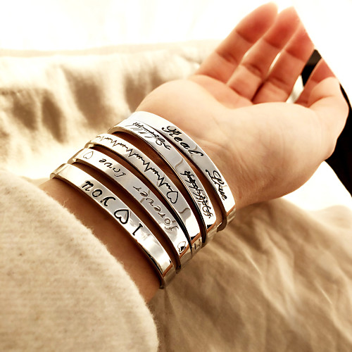 

Women's Bracelet Bangles Friendship Bracelet Silver Bracelets Heart Alphabet Shape Birthday Heart Stylish Simple Punk Trendy Korean Iron Bracelet Jewelry Silver For Party Evening Gift Date Beach