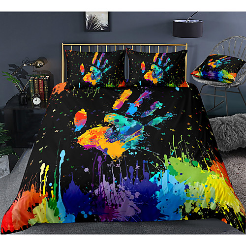 

Colorful Palm 3-Piece Duvet Cover Set Hotel Bedding Sets Comforter Cover with Soft Lightweight Microfiber, Include 1 Duvet Cover, 2 Pillowcases for Double/Queen/King(1 Pillowcase for Twin/Single)
