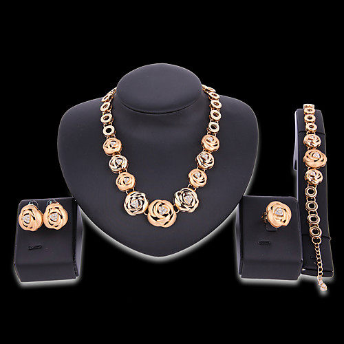 

Women's Jewelry Set Bridal Jewelry Sets Cut Out Flower Fashion Rhinestone Gold Plated Earrings Jewelry Gold For Christmas Wedding Halloween Party Evening Gift 1 set