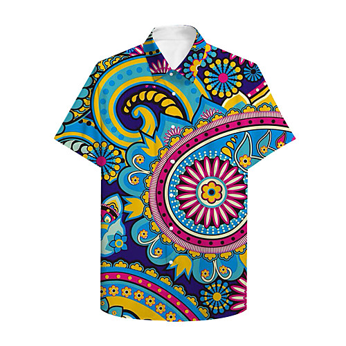 

Men's Shirt 3D Print Graphic Print Short Sleeve Daily Tops Basic Casual Blue