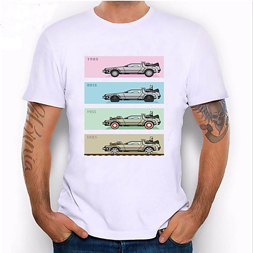 

Men's T shirt Shirt 3D Print Cartoon Graphic Car Print Short Sleeve Daily Tops Casual Fashion Round Neck White / Summer