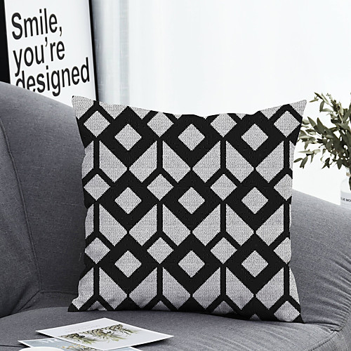 

1 pcs Polyester Pillow Cover & Insert, Geometric Simple Classic Square Zipper Polyester Traditional Classic