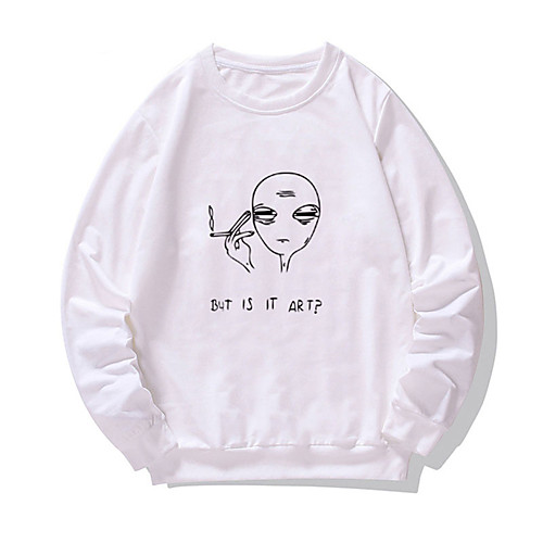 

Men's Pullover Sweatshirt Graphic Print Round Neck Daily Weekend Other Prints Casual Hoodies Sweatshirts Long Sleeve Purple Khaki White