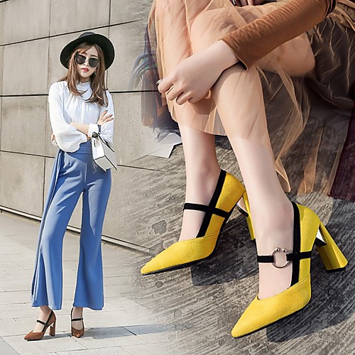 

Women's Heels High Heel Pointed Toe PU Synthetics Yellow Red Brown