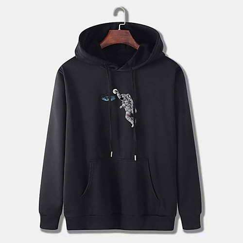 

Men's Pullover Hoodie Sweatshirt Graphic Astronaut Print Hooded Daily Weekend Other Prints Casual Hoodies Sweatshirts Long Sleeve Wine Red Gray Black