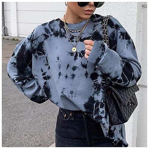 

Women's Hoodie Sweatshirt Tie Dye Casual Daily Basic Oversized Hoodies Sweatshirts Loose Oversized Blue