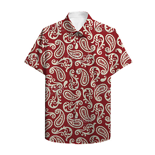 

Men's Shirt 3D Print Graphic Print Short Sleeve Daily Tops Basic Casual Red