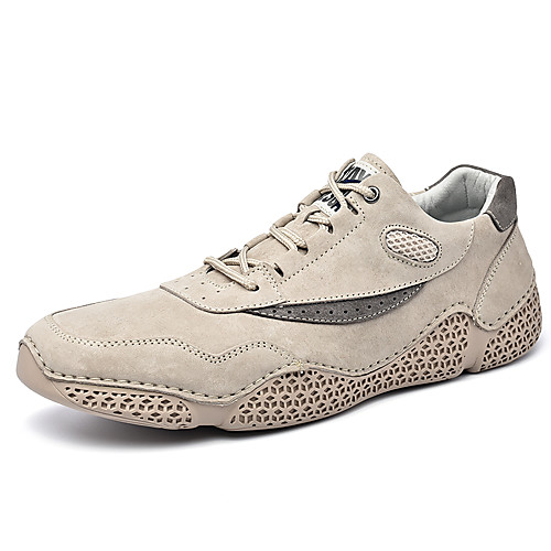 

Men's Sneakers Business Casual Classic Daily Office & Career Walking Shoes Pigskin Breathable Non-slipping Wear Proof Beige Gray Fall Spring