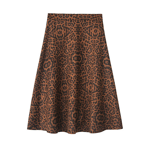 

Women's Daily Vacation Streetwear Skirts Leopard Print Brown