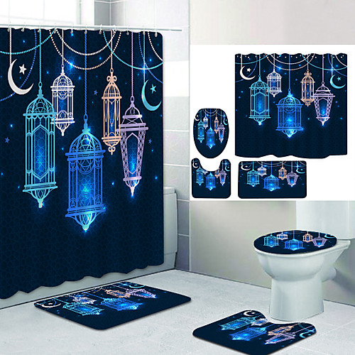 

Bathroom Shower Curtain & Mat Set Modern Polyester New Design