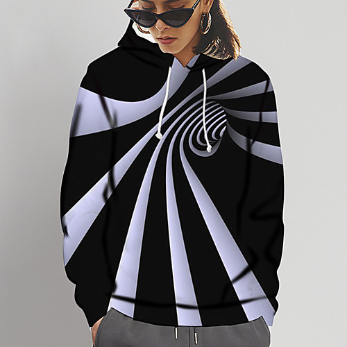 

Women's Hoodie Sweatshirt Graphic 3D Print Daily Sports 3D Print Active Cute Hoodies Sweatshirts Slim Black
