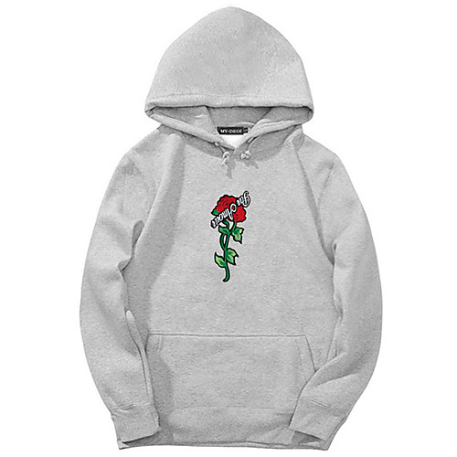 

Men's Pullover Hoodie Sweatshirt Graphic Flower Print Hooded Daily Holiday 3D Print Active Casual Hoodies Sweatshirts Long Sleeve Gray White Black