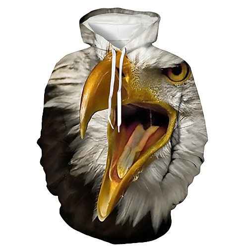 

Men's Pullover Hoodie Sweatshirt Graphic Eagle Animal Print Hooded Daily Holiday 3D Print Basic Casual Hoodies Sweatshirts Long Sleeve Black