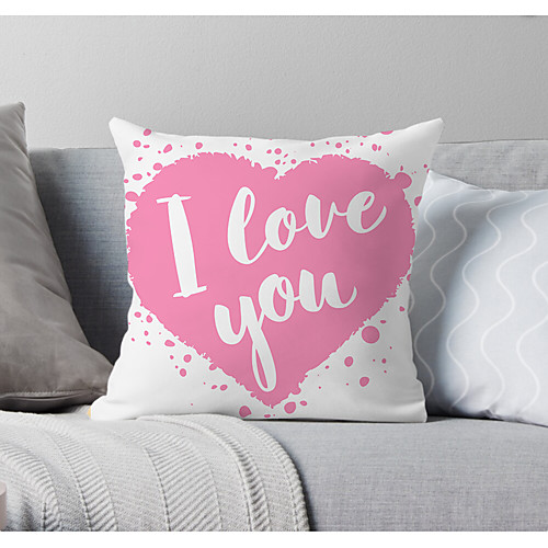 

1 pcs Polyester Pillow Cover & Insert, Heart Simple Classic Square Zipper Polyester Traditional Classic