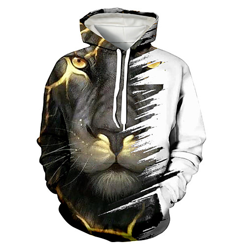 

Men's Pullover Hoodie Sweatshirt Graphic 3D Animal Print Hooded Daily 3D Print Basic Casual Hoodies Sweatshirts Long Sleeve White