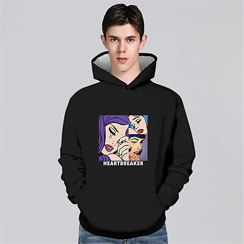 

Men's Pullover Hoodie Sweatshirt Cartoon Graphic Prints Print Hooded Sports & Outdoor Daily 3D Print Casual Hoodies Sweatshirts Long Sleeve Black