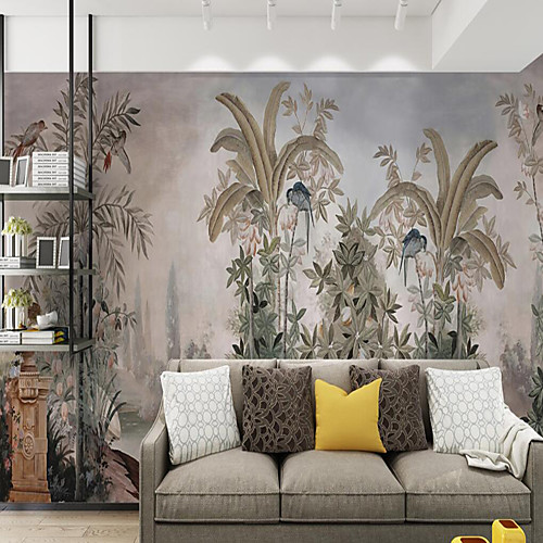 

Mural Wallpaper Wall Sticker Covering Print Peel and Stick Removable Tropical Palm Leaf Bird Vinyl PVC Home Décor