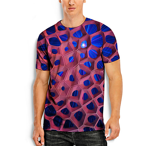 

Men's T shirt 3D Print Graphic 3D Print Short Sleeve Casual Tops Simple Classic Purple