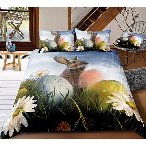 

Easter Bunny 3-Piece Duvet Cover Set Hotel Bedding Sets Comforter Cover with Soft Lightweight Microfiber, Include 1 Duvet Cover, 2 Pillowcases for Double/Queen/King(1 Pillowcase for Twin/Single)