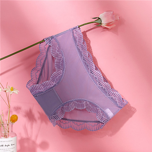 

Women's Normal Lace Brief Stretchy Low Waist 1 PC Purple M