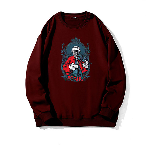 

Men's Pullover Sweatshirt Graphic Skull Print Round Neck Daily Weekend 3D Print Casual Hoodies Sweatshirts Long Sleeve Wine Red Khaki Light gray