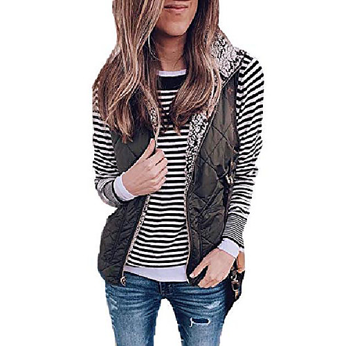 

womens lightweight jackets vests zipper waistcoat quilted gilet coat outwear vest black l