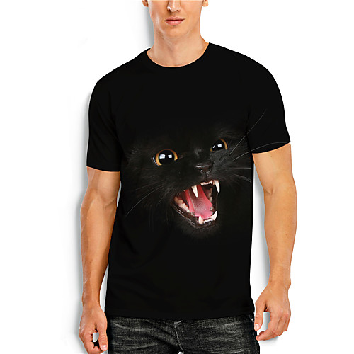 

Men's T shirt Shirt 3D Print Graphic 3D Animal Print Short Sleeve Casual Tops Simple Classic Round Neck Black / Summer