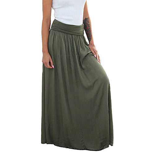 

Women's Daily Wear Skirts Solid Colored Black / Maxi / Loose
