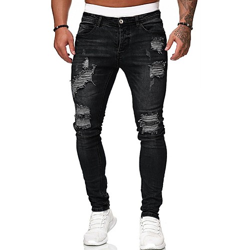 

men's destroyed stretch jeans-hose used slim-fit jeans pants for men