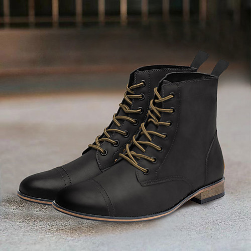 

Men's Boots Work Boots Casual Vintage Daily PU Black Brown Fall Winter