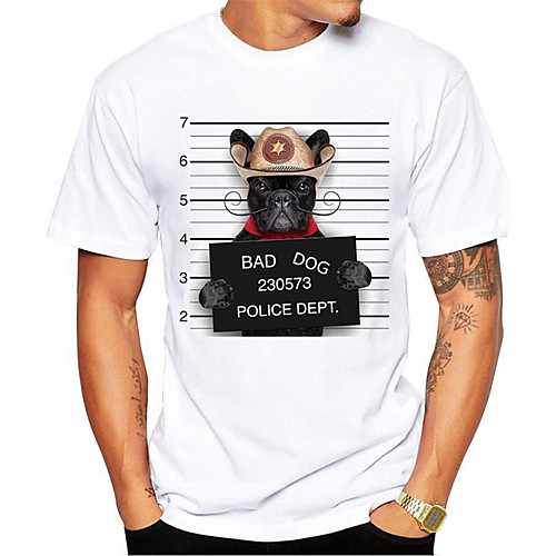 

Men's T shirt Shirt 3D Print Dog Graphic Animal Print Short Sleeve Daily Tops Casual Cute Round Neck White / Summer