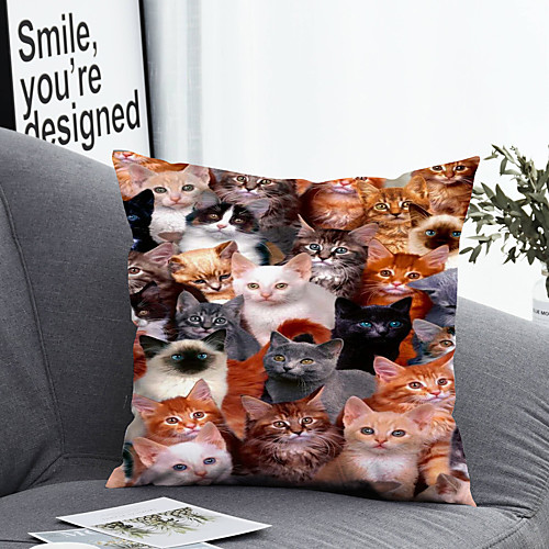 

1 pcs Polyester Pillow Cover & Insert, Animal Simple Classic Square Zipper Polyester Traditional Classic