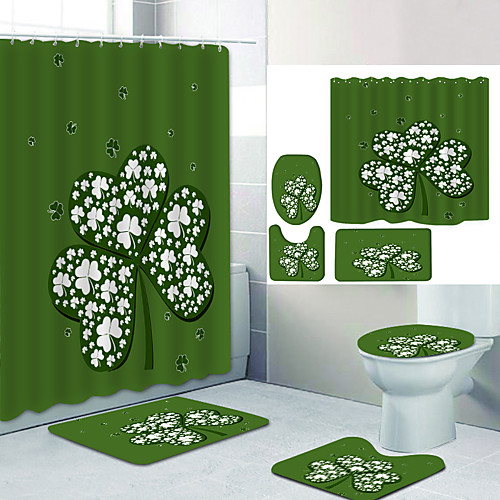 

Bathroom Shower Curtain & Mat Set Modern Polyester New Design