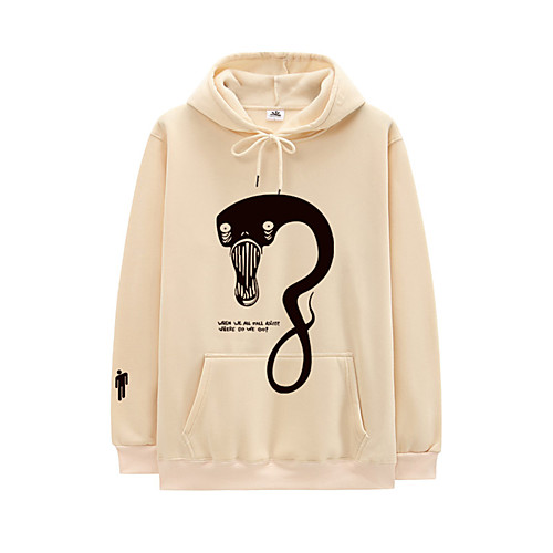 

Men's Pullover Hoodie Sweatshirt Graphic Letter Animal Print Hooded Daily Holiday Other Prints Active Casual Hoodies Sweatshirts Long Sleeve Blushing Pink Khaki Light Grey