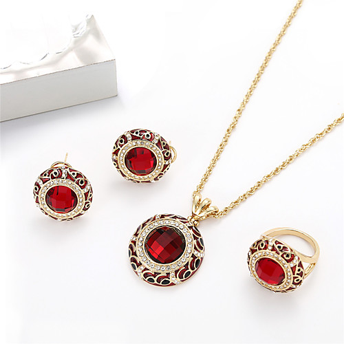 

Women's Jewelry Set Bridal Jewelry Sets Geometrical Precious Fashion Rhinestone Gold Plated Earrings Jewelry Red For Christmas Wedding Halloween Party Evening Gift 1 set