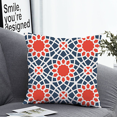 

1 pcs Polyester Pillow Cover & Insert, Geometric Simple Classic Square Zipper Polyester Traditional Classic