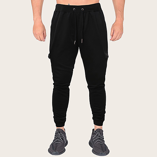 

Men's Sporty Casual / Sporty Outdoor Sports Casual Daily Jogger Sweatpants Pants Solid Colored Letter Full Length Sporty Black Dark Gray