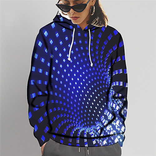 

Women's Pullover Hoodie Sweatshirt Graphic 3D Print Daily Going out 3D Print Basic Hoodies Sweatshirts Blue