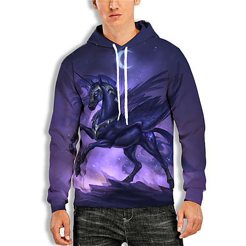 

Men's Pullover Hoodie Sweatshirt Graphic 3D Animal Print Hooded Daily 3D Print Basic Casual Hoodies Sweatshirts Long Sleeve Purple