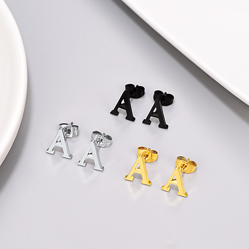 

Stud Earrings Hoop Earrings Earrings Alphabet Shape Stylish Simple Trendy Stainless Steel Earrings Jewelry Silver / Gold / Black For Street Gift Birthday Festival