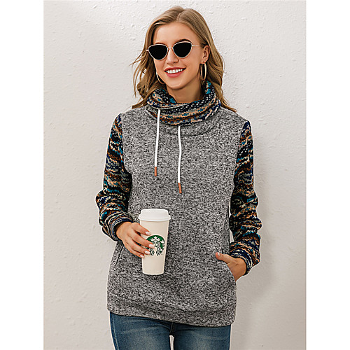 

Women's Hoodie Pullover Print Tribal Baja Front Pocket Daily Casual Hoodies Sweatshirts Loose Gray
