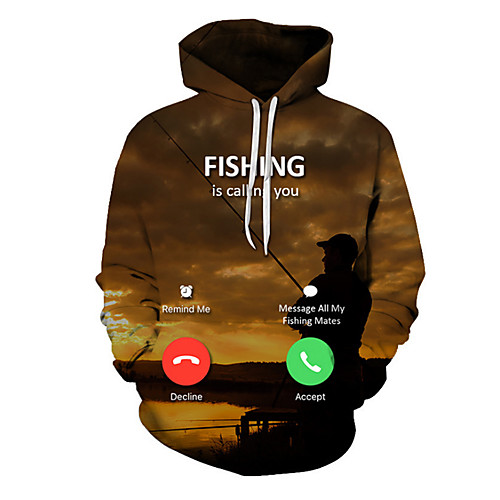 

Men's Pullover Hoodie Sweatshirt Graphic 3D Hooded Daily 3D Print 3D Print Hoodies Sweatshirts Long Sleeve Brown